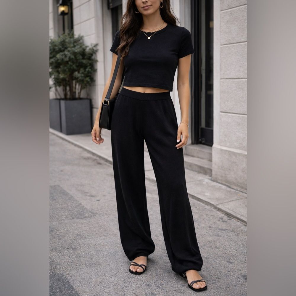 I.AM.GIA Black High Rise Wide Leg Knit Casual Pants Size XL